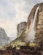 Johann Ludwig Aberli Fall d-eau apellee Staubbach in the Vallee Louterbrunen oil painting picture wholesale